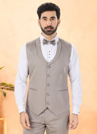 Brown Suiting Tuxedo Suit with Hand Work for Men