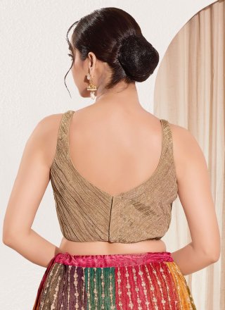 Brown Tissue Designer Blouse In Plain