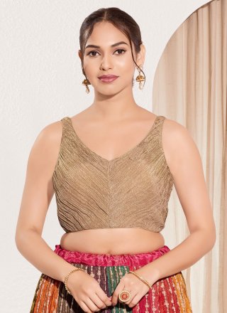 Brown Tissue Designer Blouse In Plain