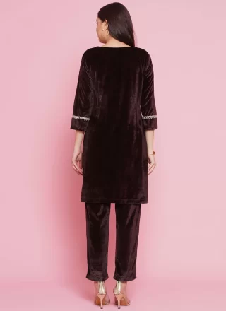 Brown Velvet Designer Kurti
