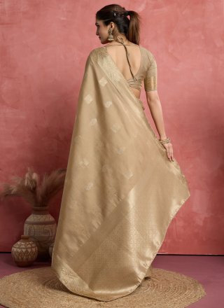 Brown Woven Work Silk Designer Sari