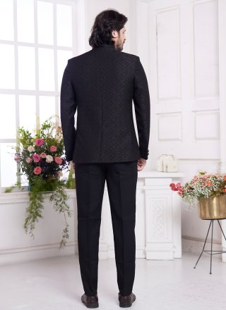 Buttons Work Imported Jodhpuri Jacket In Black for Ceremonial