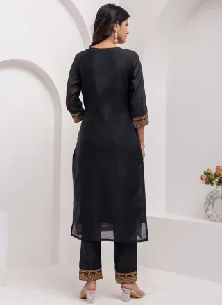 Captivating Black Jacquard Silk Readymade Style