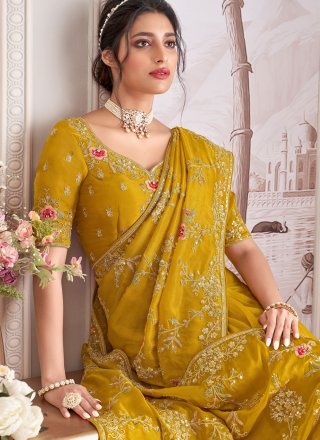 Celestial Green Tissue Designer Saree