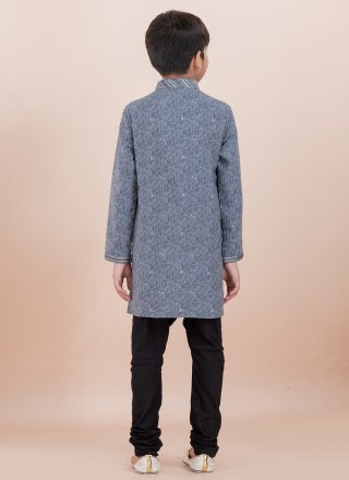 Celestial Grey Cotton Kurta Pyjama