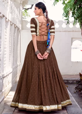 Chanderi Readymade Lehenga Choli In Brown