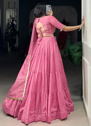 Chanderi Readymade Lehenga Choli In Pink Color