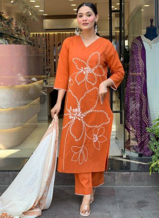 Chanderi Readymade Style In Orange Color