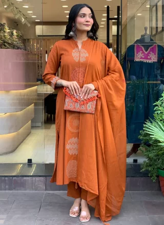 Chanderi Salwar Suit In Mustard