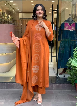 Chanderi Salwar Suit In Mustard