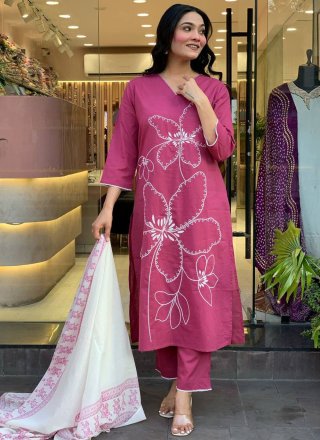 Chanderi Salwar Suit In Pink Color