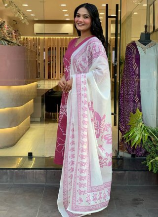 Chanderi Salwar Suit In Pink Color