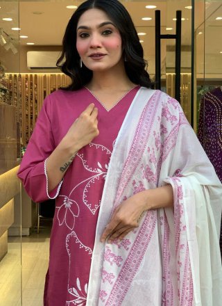 Chanderi Salwar Suit In Pink Color