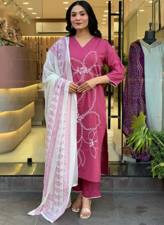 Chanderi Salwar Suit In Pink Color
