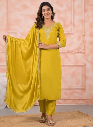 Chanderi Salwar Suit with Embroidered Work