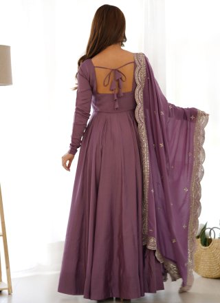 Chanderi Silk Readymade Salwar Suit In Lavender
