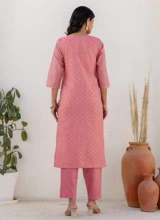 Chanderi Silk Salwar Suit In Pink Colour