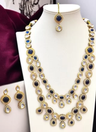 Charismatic Blue Stone Work Necklace Set