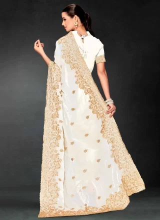 Charismatic White Fandy Designer Saree