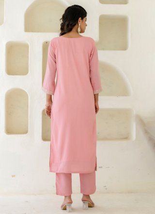 Cherubic Pink Silk Blend Salwar Suit with Embroidered Work