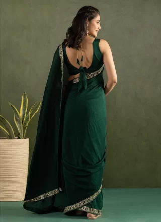 Chiffon Classic Saree In Green Color