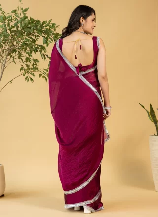 Chiffon Classic Saree In Maroon Color