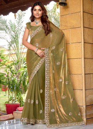 Chiffon Contemporary Saree In Green