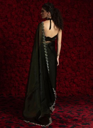 Chiffon Designer Sari with Hand and Zircon Work