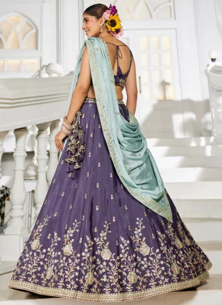 Chiffon Lehenga Choli In Violet Color