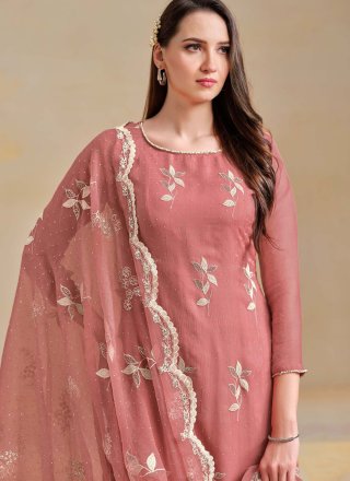 Chiffon Salwar Suit with Embroidered and Swarovski Work