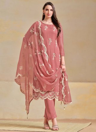 Chiffon Salwar Suit with Embroidered and Swarovski Work