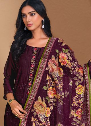 Chiffon Salwar Suit with Embroidered Work