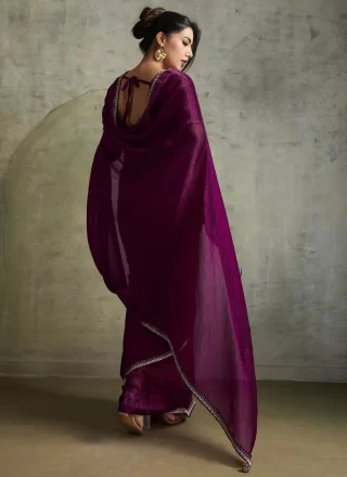 Chiffon Traditional Saree In Purple