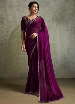 Chiffon Traditional Saree In Purple
