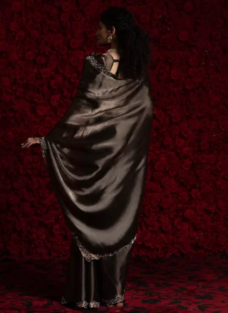 Chiffon Trendy Saree In Brown Color