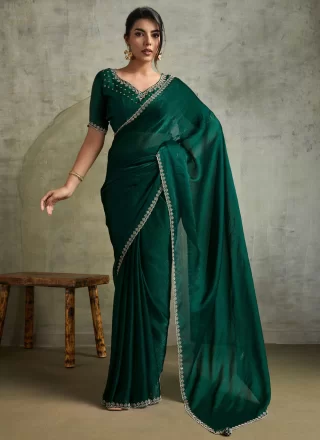 Chiffon Trendy Saree In Green