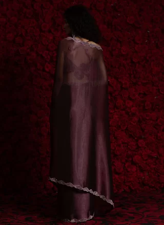 Chiffon Trendy Saree In Purple Color