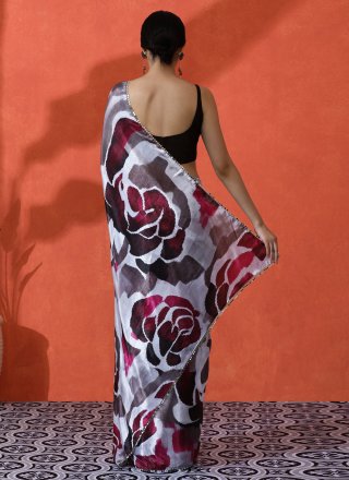 Chinon Classic Saree with Digital Print Work