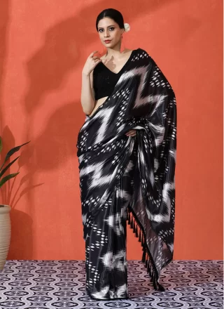 Chinon Classic Sari In Black Color