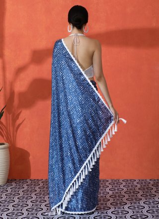 Chinon Contemporary Saree In Blue