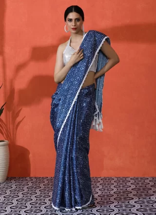 Chinon Contemporary Saree In Blue