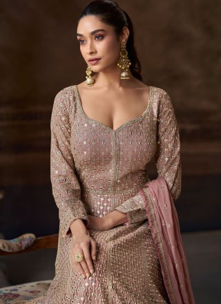 Chinon  Designer Gown In Pink and Rust
