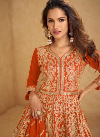 Chinon Palazzo Salwar Suit with Embroidered, Mirror and Zari Work