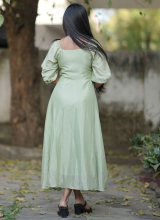 Chinon Party Wear Kurti In Green Color