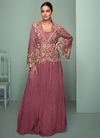 Chinon Readymade Lehenga Choli In Pink and Rust Colour