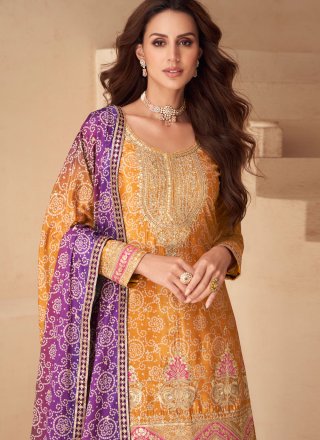 Chinon Salwar Suit In Mustard