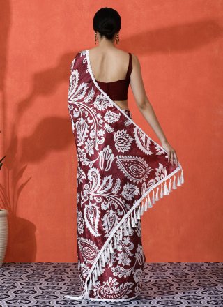 Chinon Trendy Saree In Wine