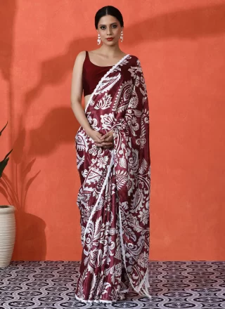 Chinon Trendy Saree In Wine