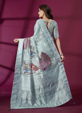 Classy Aqua Blue Silk Classic Sari