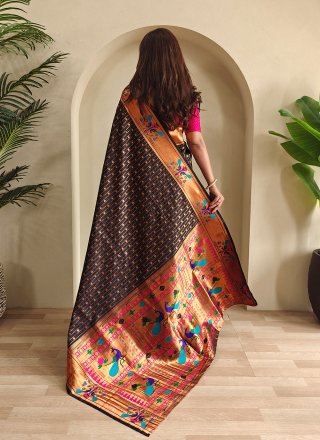 Classy Black Silk Classic Sari with Woven Work